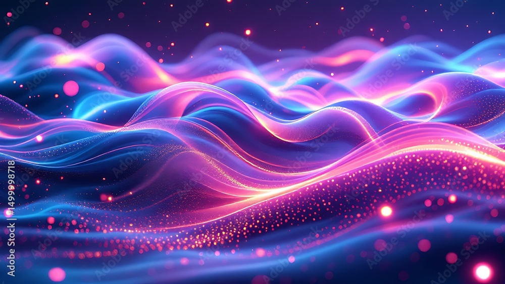 Abstract Neon Waves Flowing Gently with a Sense of Motion and Serenity Abstract Neon Waves Flowing Gently with a Sense of Motion and Serenity