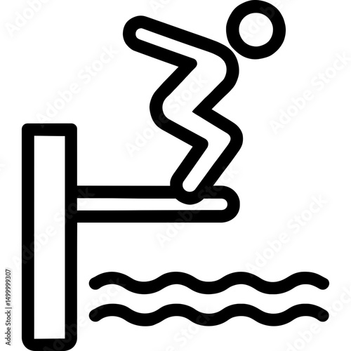 Minimalist diving platform icon with diver mid-jump
