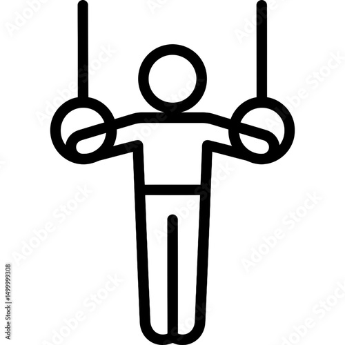 Gymnast on rings minimal outline icon