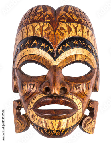 A hand-carved wooden mask isolated 