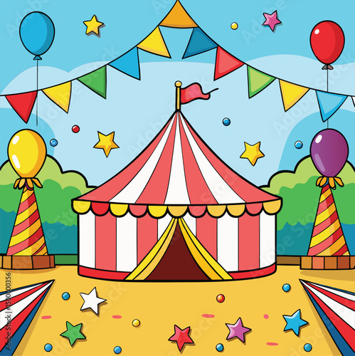 Step Right Up! A Colorful Circus Tent Illustration
