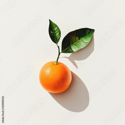 Fresh orange with leaves, overhead shot