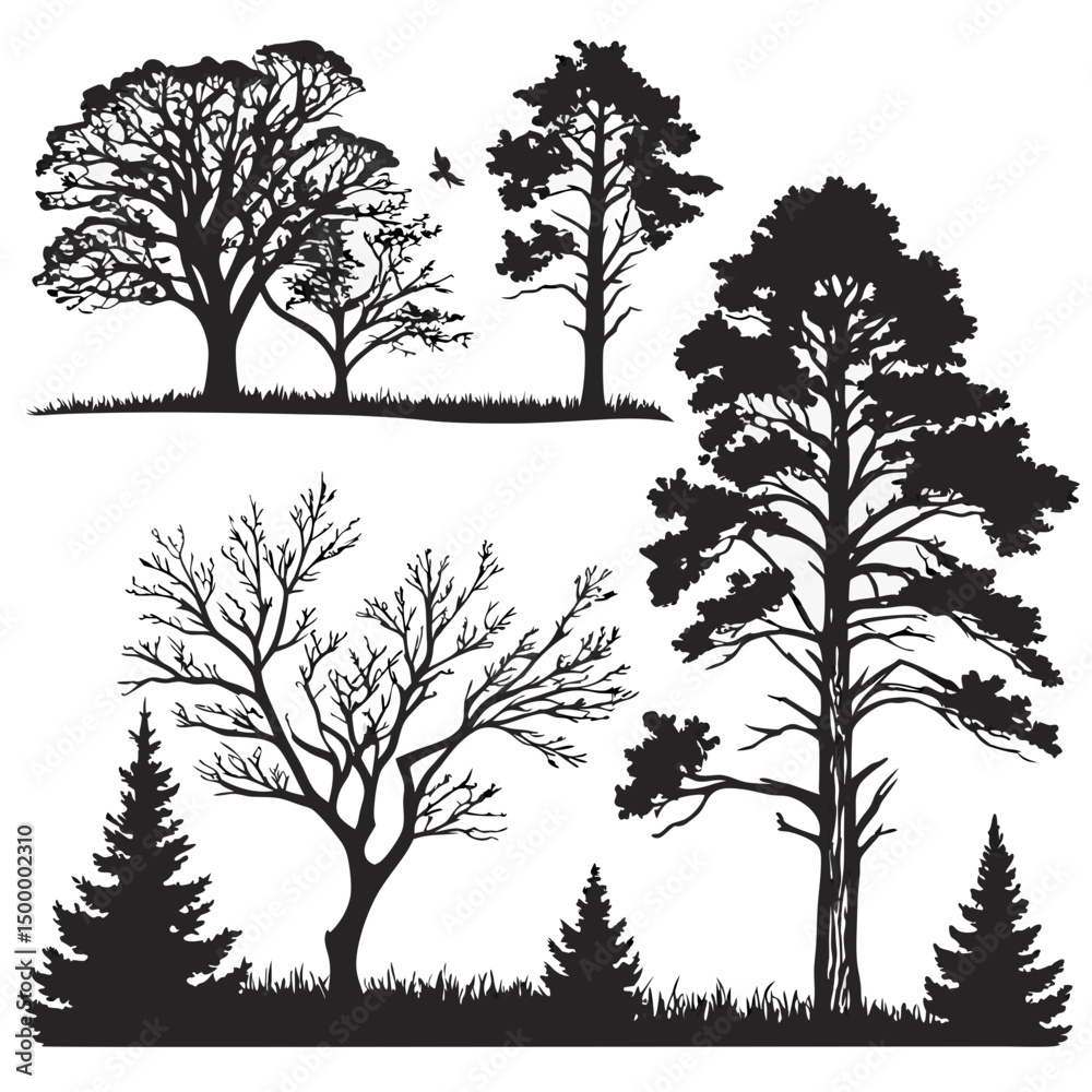 Obraz premium set of silhouettes of trees