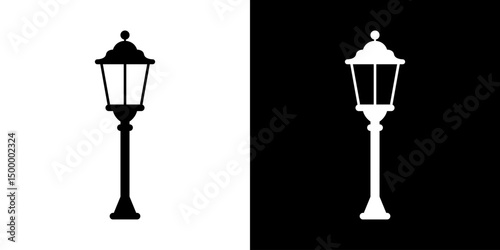 Street lamps icon. Devices for illumination of entryway, porch, walkway, path, garden, yard, park. Vector flat icon set.
