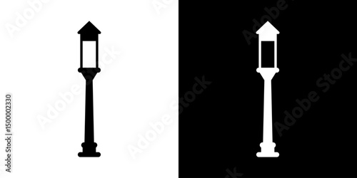 Street lamps icon. Devices for illumination of entryway, porch, walkway, path, garden, yard, park. Vector flat icon set.