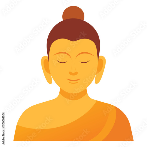 Full-Body Buddha with Serene Face – Realistic Vector Art with Halo & Natural Colors