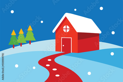 winter landscape with houses