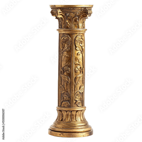 Golden column, classic antique gold pillar isolated on transparent background.png