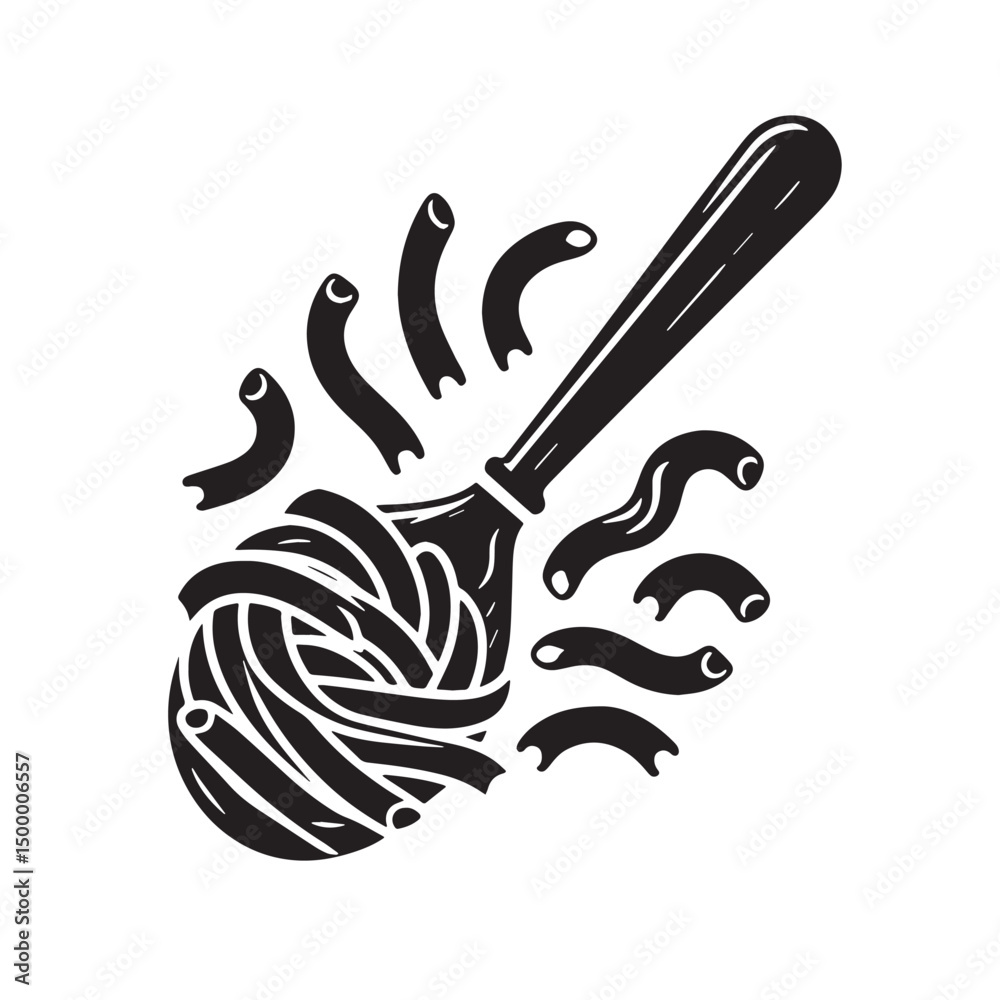 Fototapeta premium Black Pasta Silhouette Vector, High Quality Illustration on White Background