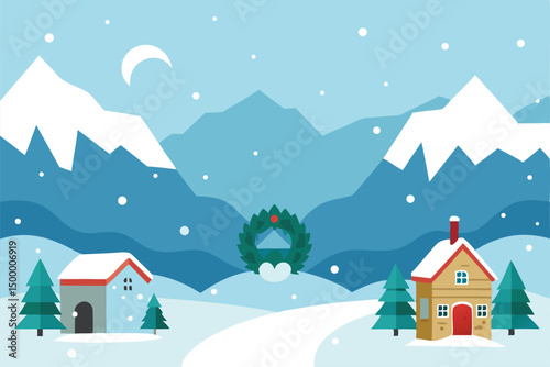 winter landscape with houses