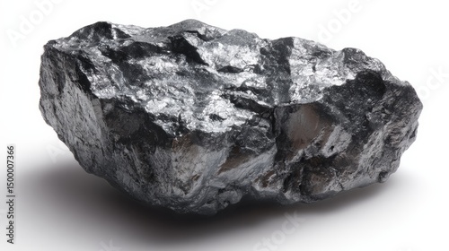 Close-up of coltan ore with dark, grainy texture and metallic flecks