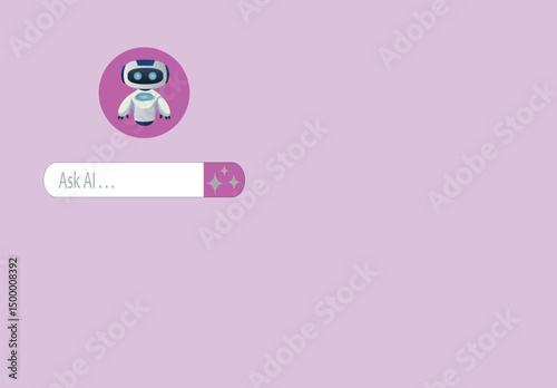 Ask AI .AI robot icon with and large input for questions and prompts.
