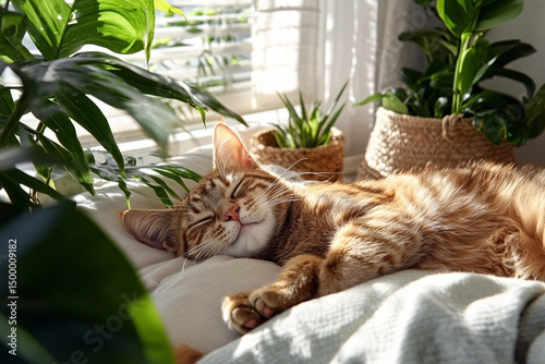 Cat Resting on Soft Bedding for Pet Product Promotion