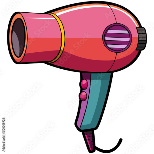 Pink hair dryer vector for hair styling tasks
