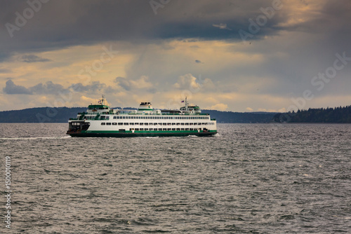 Edmonds to Kingston Ferry, Puget Sound, Seattle, Washington State, USA. photo