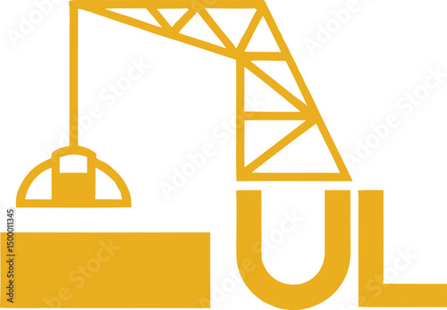 Construction Crane Letter UL Logo Design for Real Estate and Engineering