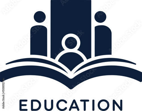 Education Logo Featuring Open Book and People for Learning Institutions
