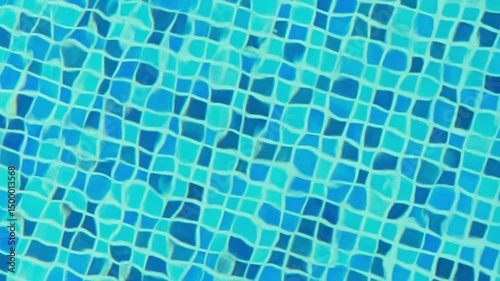 The view of swimming pool water surface at sunset, sun reflection
