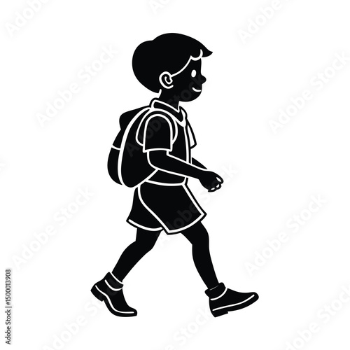 child going to  school silhouette