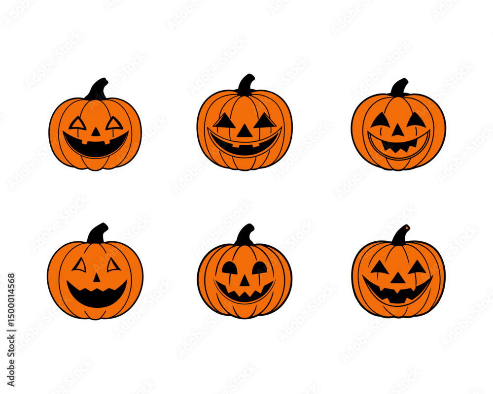 Halloween pumpkin face vector collection - funny jack-o-lantern expressions, cute, scary, beautiful Halloween icons and funny pumpkins for spooky autumn designs. Halloween pumpkin face vector collection - funny jack-o-lantern expressions, cute, scary, beautiful Halloween icons and funny pumpkins for spooky autumn designs.