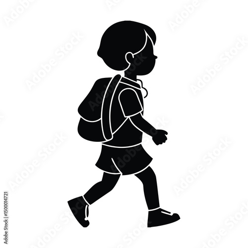 child going to  school silhouette
