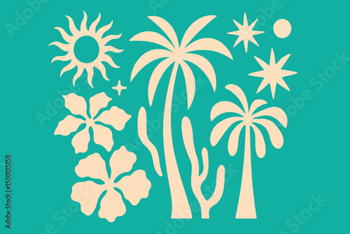  Vector set of logo design templates and graphic elements, organic cosmetic, floral illustration in simple linear hand drawn style, plants and flowers, natural products emblem