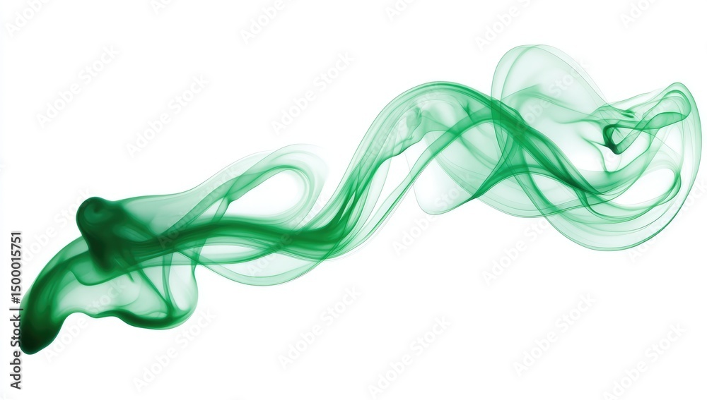 Fototapeta premium Emerald green smoke swirls on white