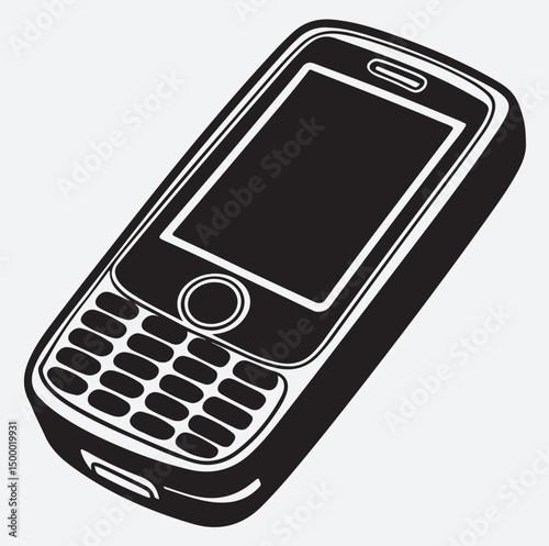 button mobile silhouette vector art illustration, mobile phone isolated on white background