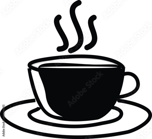 Coffee cup continuous line sketch tea icon cafe sketch drink single art outline mug logo food. Doodle cup line abstract background shellouity  