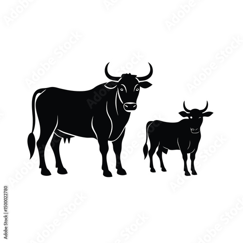 black and white bull