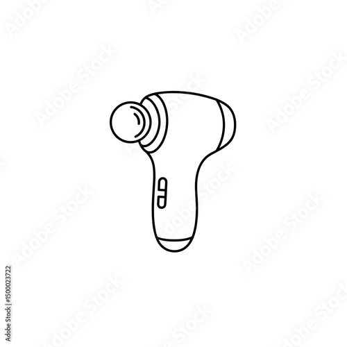 Facial cleansing device in minimalistic design for skincare routine . Black and white minimalist icon, editable SVG. 
