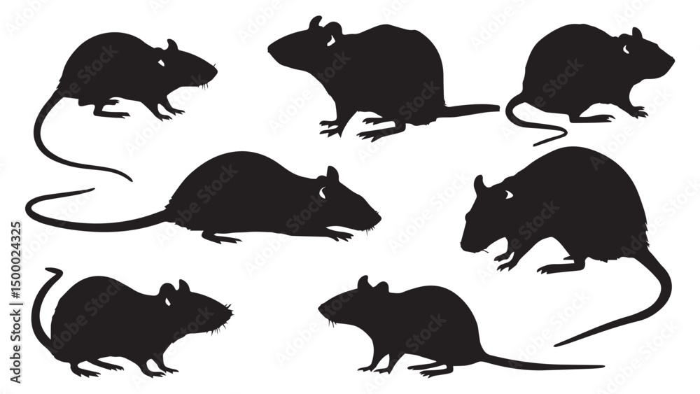 Fototapeta premium Black Rat Silhouettes 7 Images