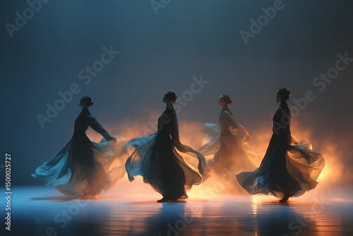 Four Dancers in Flowing Garments.