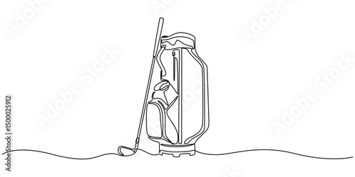 Golf bag continuous one line drawing. Single line art illustration of golf equipment. Editable vector, Golf bag continuous line. Continuous one line drawing golf bag. Golf, bag  concept. Single line