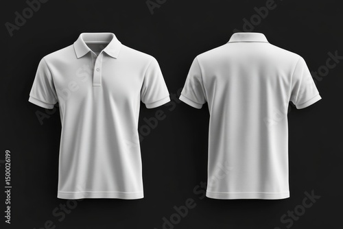 Front and back view of a plain white polo shirt (2)