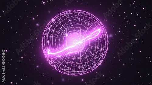 Abstract 3d sphere with electrical energy in a starfield depicting futuristic scientific concepts