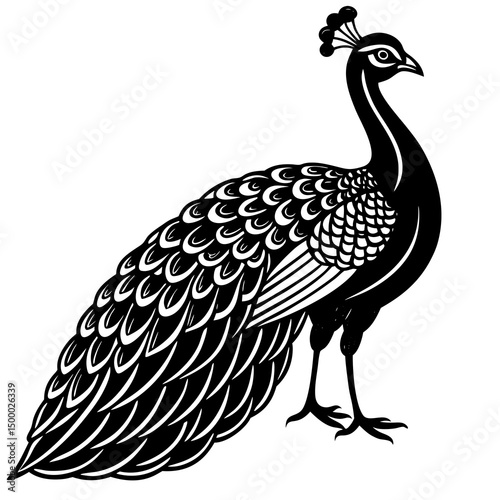Peafowl Bird Perched On White