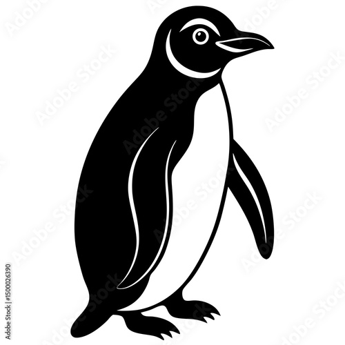 Penguin Bird Perched On White