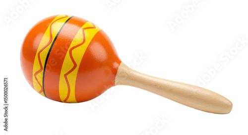 Isolated Orange Maraca with Yellow Details photo