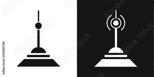 A vintage street lamp silhouette with an isolated black metal stand, casting an old light