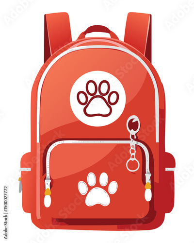 Red Backpack with Paw Print