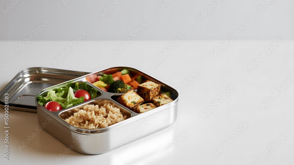 Healthy Tiffin for Fitness Meal Plan, Stainless Steel Lunchbox with Healthy Food Healthy Tiffin for Fitness Meal Plan, Stainless Steel Lunchbox with Healthy Food