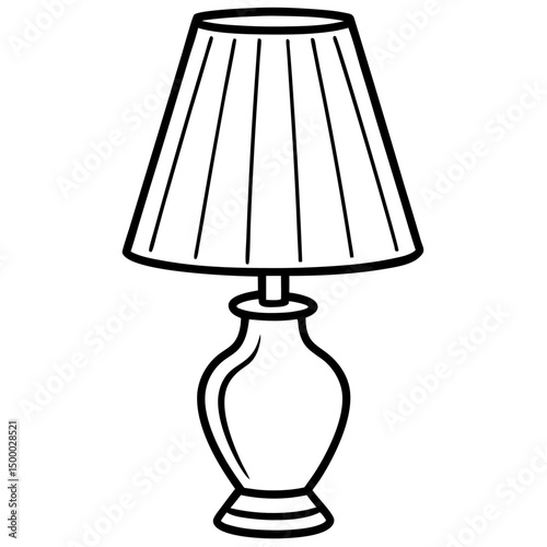 Isolated electric table lamp with a shade and bulb for home interior design