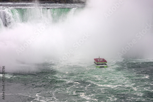 Niagara Falls and a tour boat in Ontario, Canada