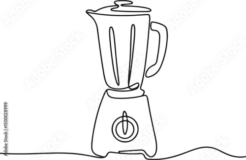 Continuous one line art of electric blender or smoothie maker, minimalist kitchen appliance vector on white background

