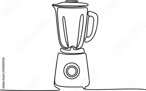 Continuous one line art of electric blender or smoothie maker, minimalist kitchen appliance vector on white background

