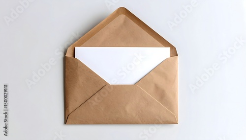 Open Kraft Envelope with Blank Note.