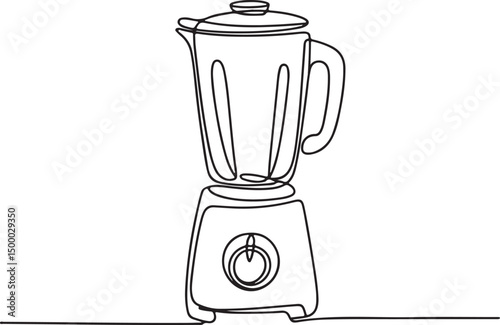 Continuous one line art of electric blender or smoothie maker, minimalist kitchen appliance vector on white background

