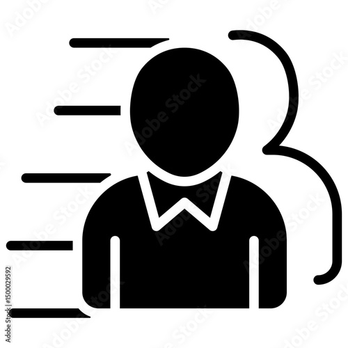 Agility - Glyph Black Fill Silhouette - person with speed lines indicating fast decision-making and leadership in business acceleration
