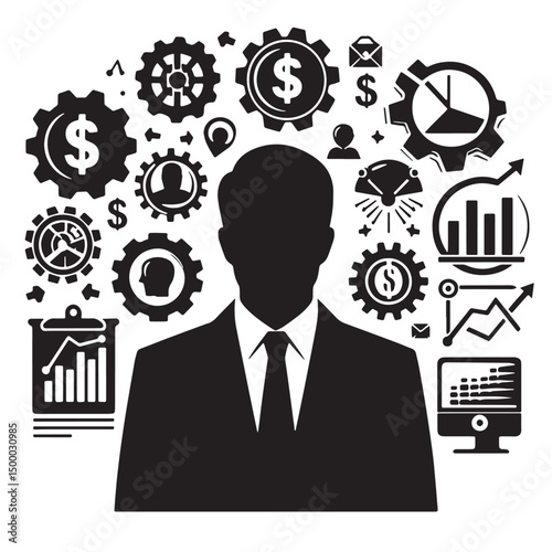 Black Finance Silhouette Vector, High Quality Illustration on White Background